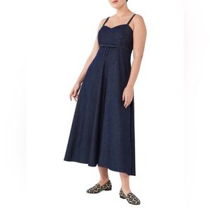 ISO kate spade Navy Sweetheart Midi Dress with Waist Tie